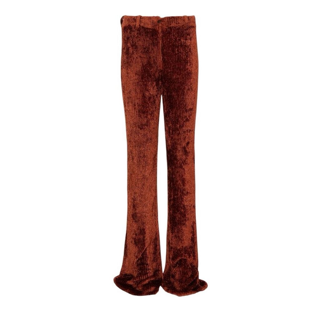 NEW Aya Muse Cyro Pants XS Rust Brown Chenille Knit Flare Zip Fly High Rise